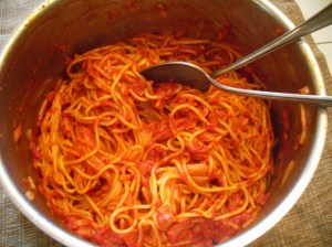 Spaghetti with tomato sauce